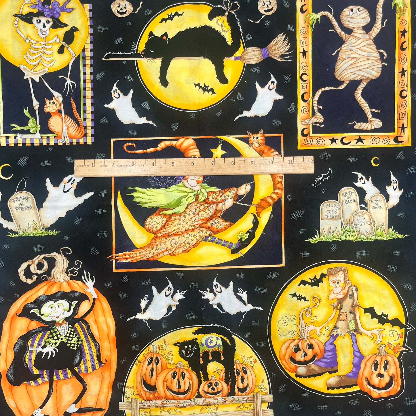 Premium Quilting Cotton Panel, Halloween “Mummy Mambo” by Diane Knott