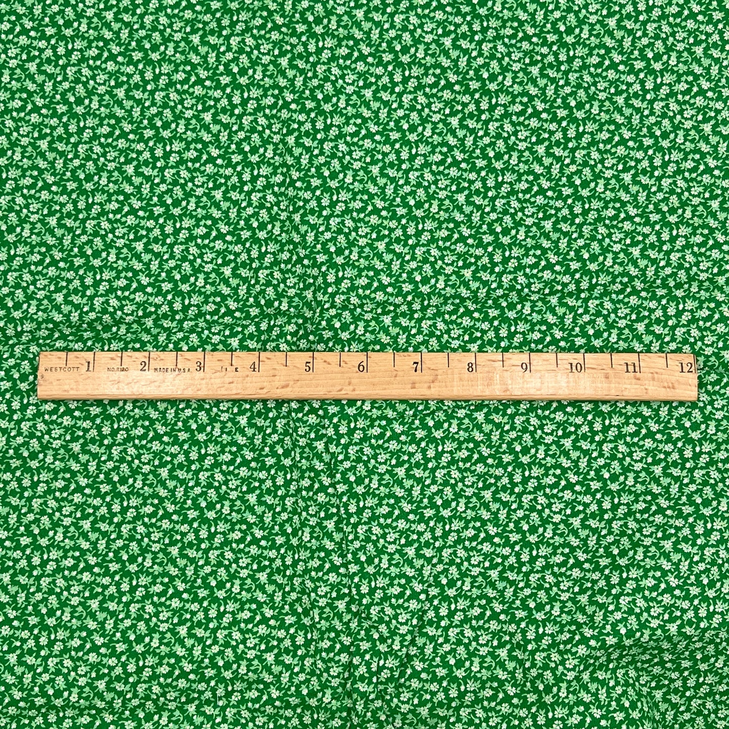 2 Yards Green & White Calico - Cotton