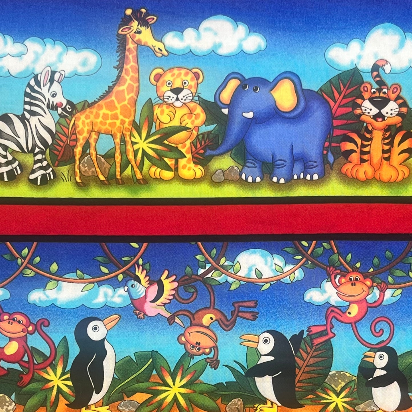 4 Yards Rainbow Jungle Print - Premium Quilting Cotton