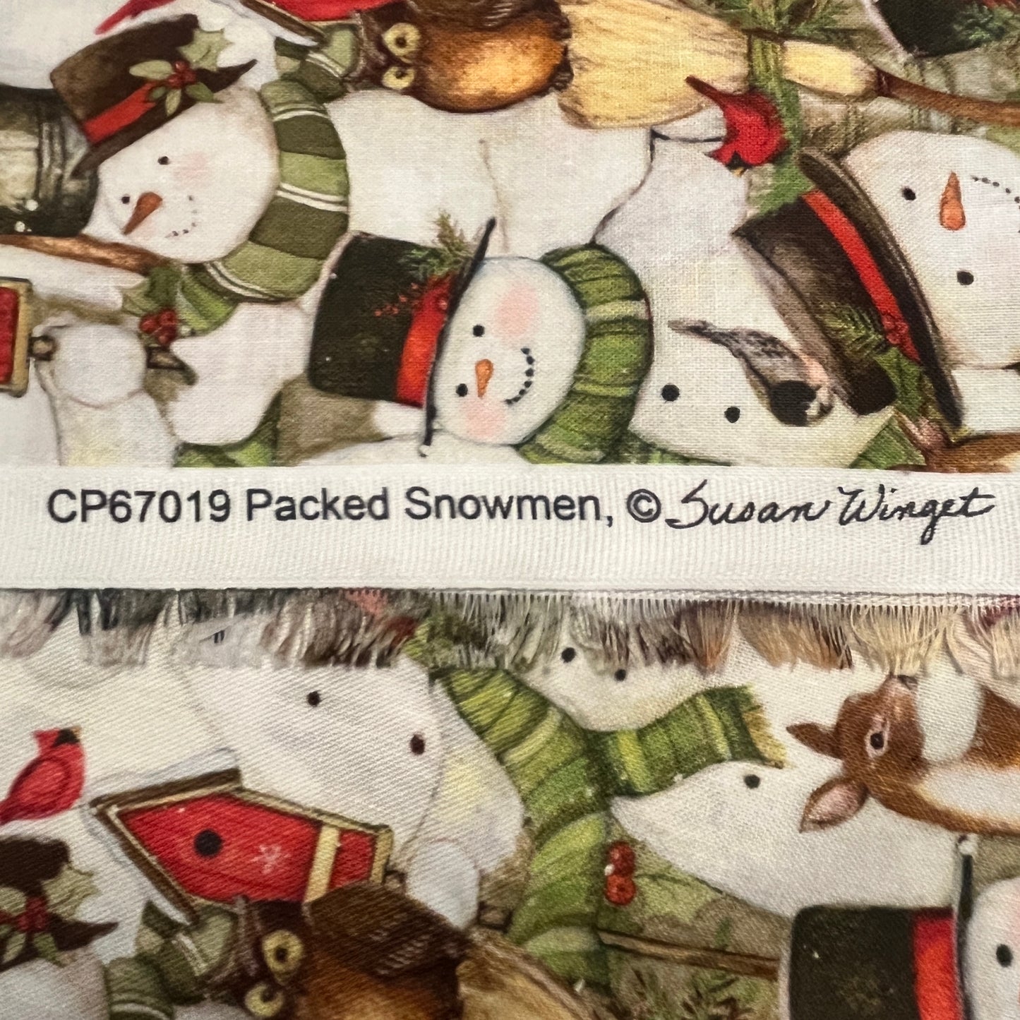 1 7/8 Yard “Packed Snowmen” by Susan Winget, Quilting Cotton