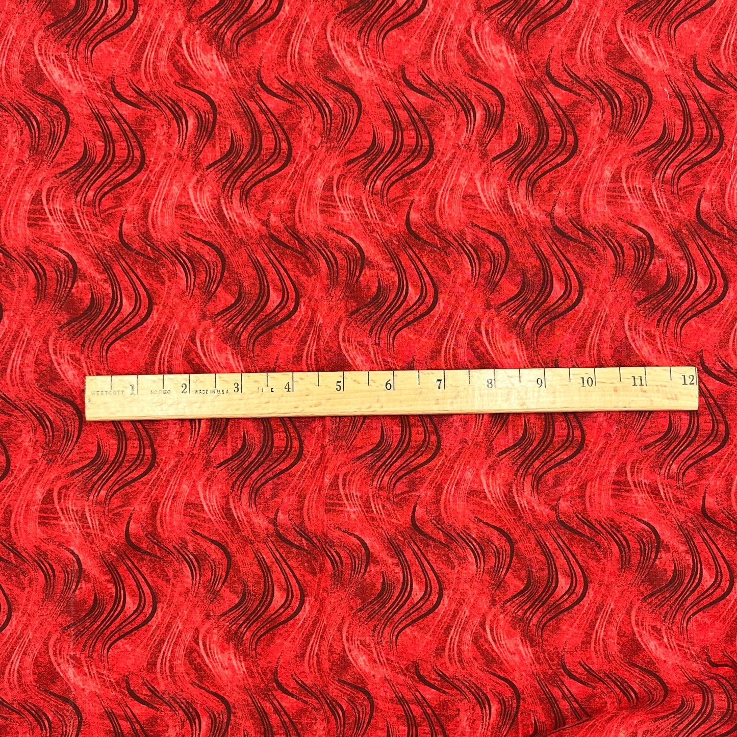 3 Yards + 8 Inches Red & Black Wave Print Quilting Cotton, Fabric Traditions 2022