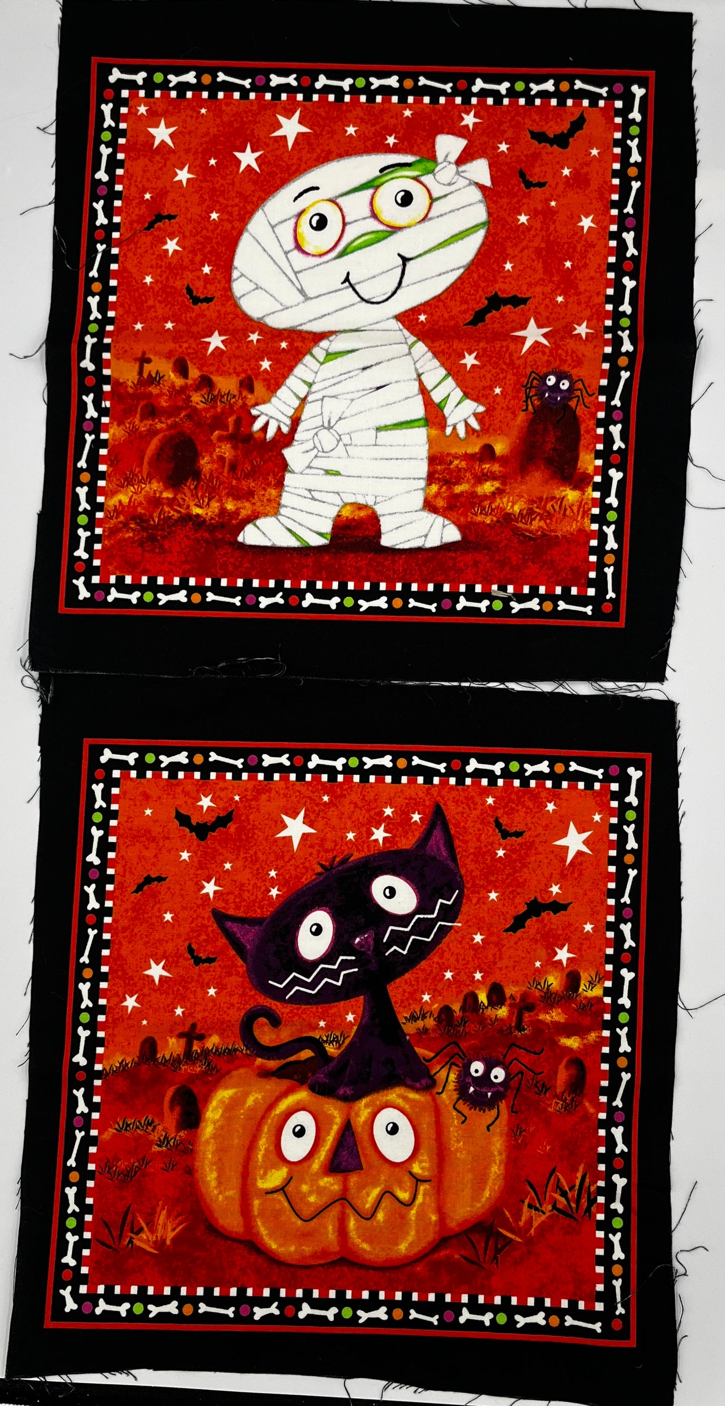 2 10 inch Halloween Blocks, Premium Quilting Cotton