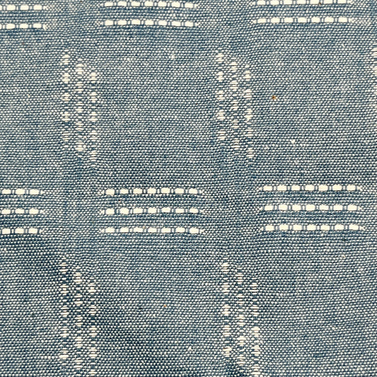 1 1/4 Yards Blue Windowpane Chambray, Cotton