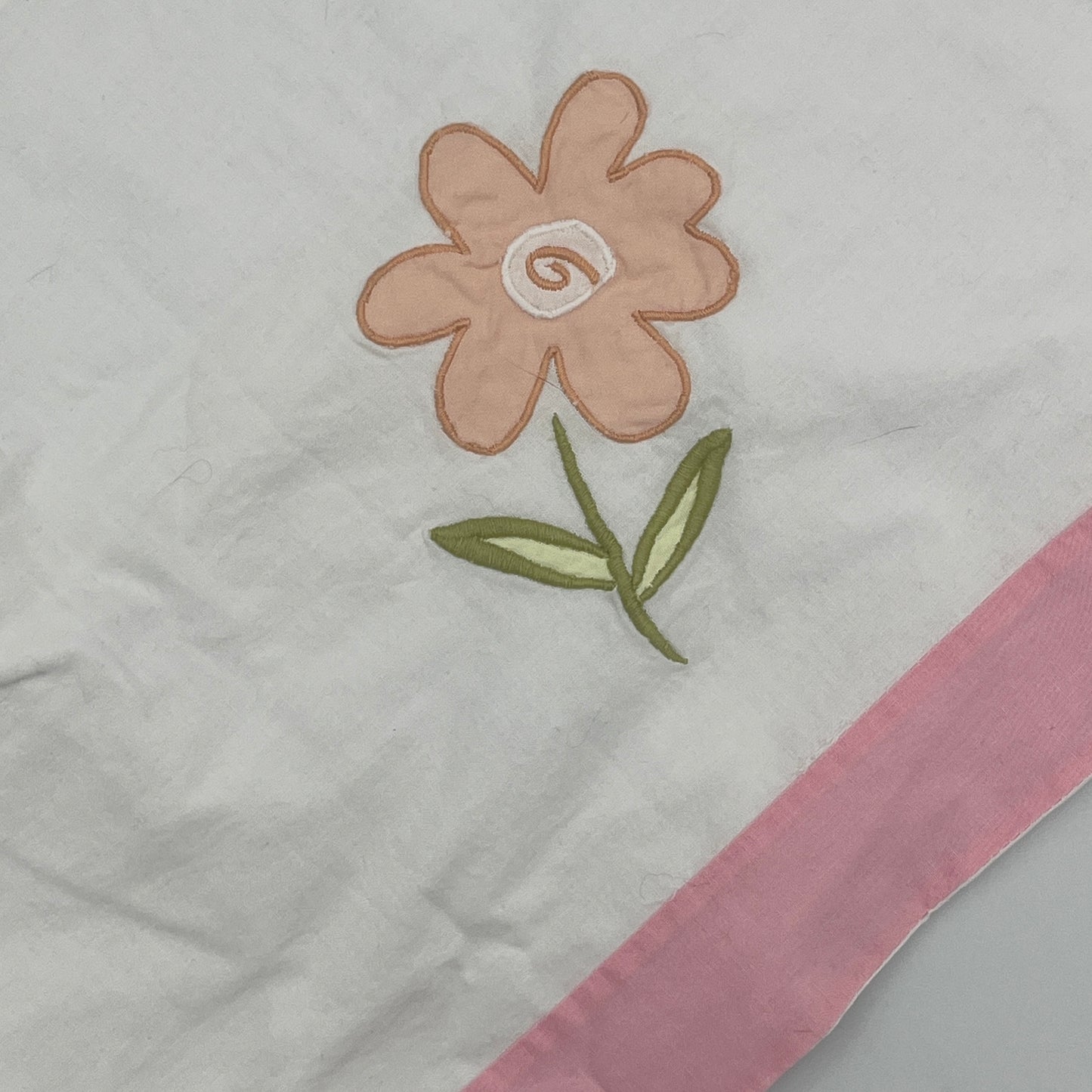 Pink Floral & Butterfly Appliqué Curtain Valance, Cotton, 15” x 80”