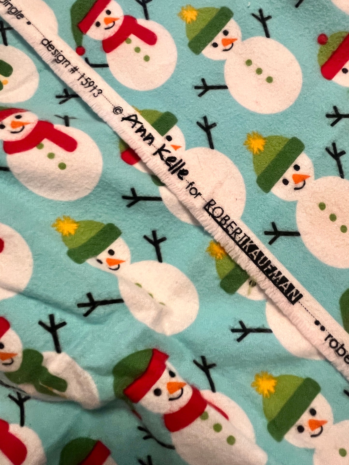 2 Yards “Jingle” Snowmen by Ann Kelle for Robert Kaufman, Cotton Flannel
