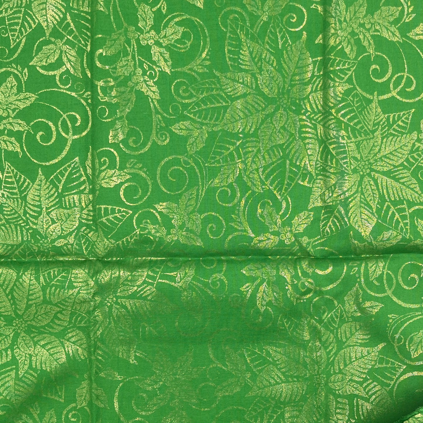 7/8 Yard Metallic Green Poinsettia Quilting Cotton