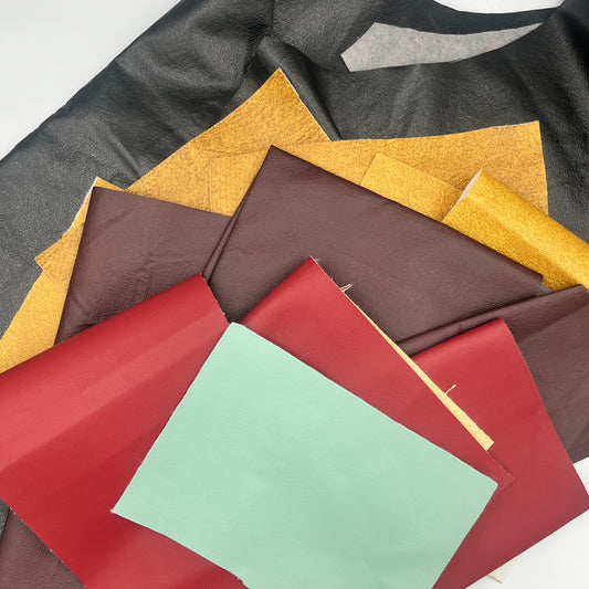 Pleather Scrap Pack – 1.75 lbs Faux Leather Mix in Jewel & Retro Tones (Crafting, Appliqué, Sewing)
