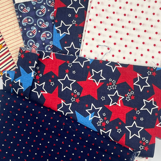 Quilting Cotton Bundle,Red, White & Blue