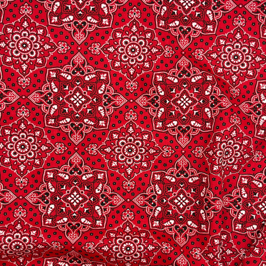 2+ Yards Red Bandana Apparel Cotton