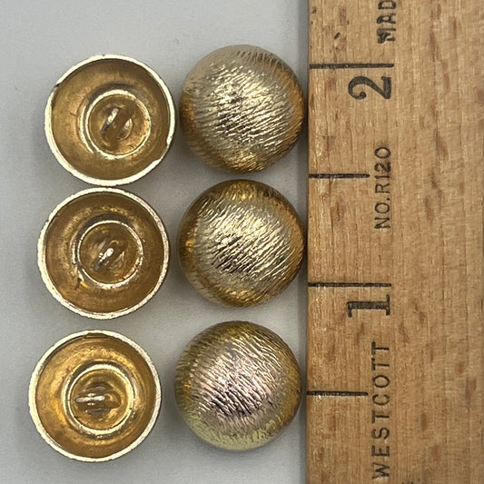 Six 5/8 Inch Vintage Metal Buttons