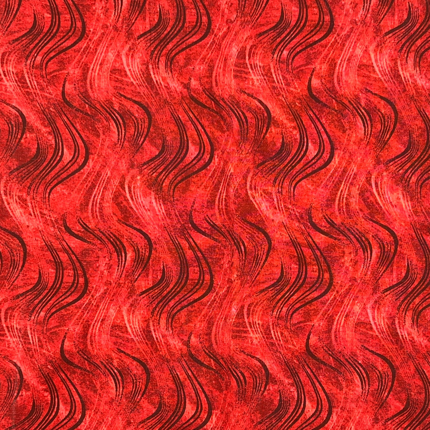 3 Yards + 8 Inches Red & Black Wave Print Quilting Cotton, Fabric Traditions 2022