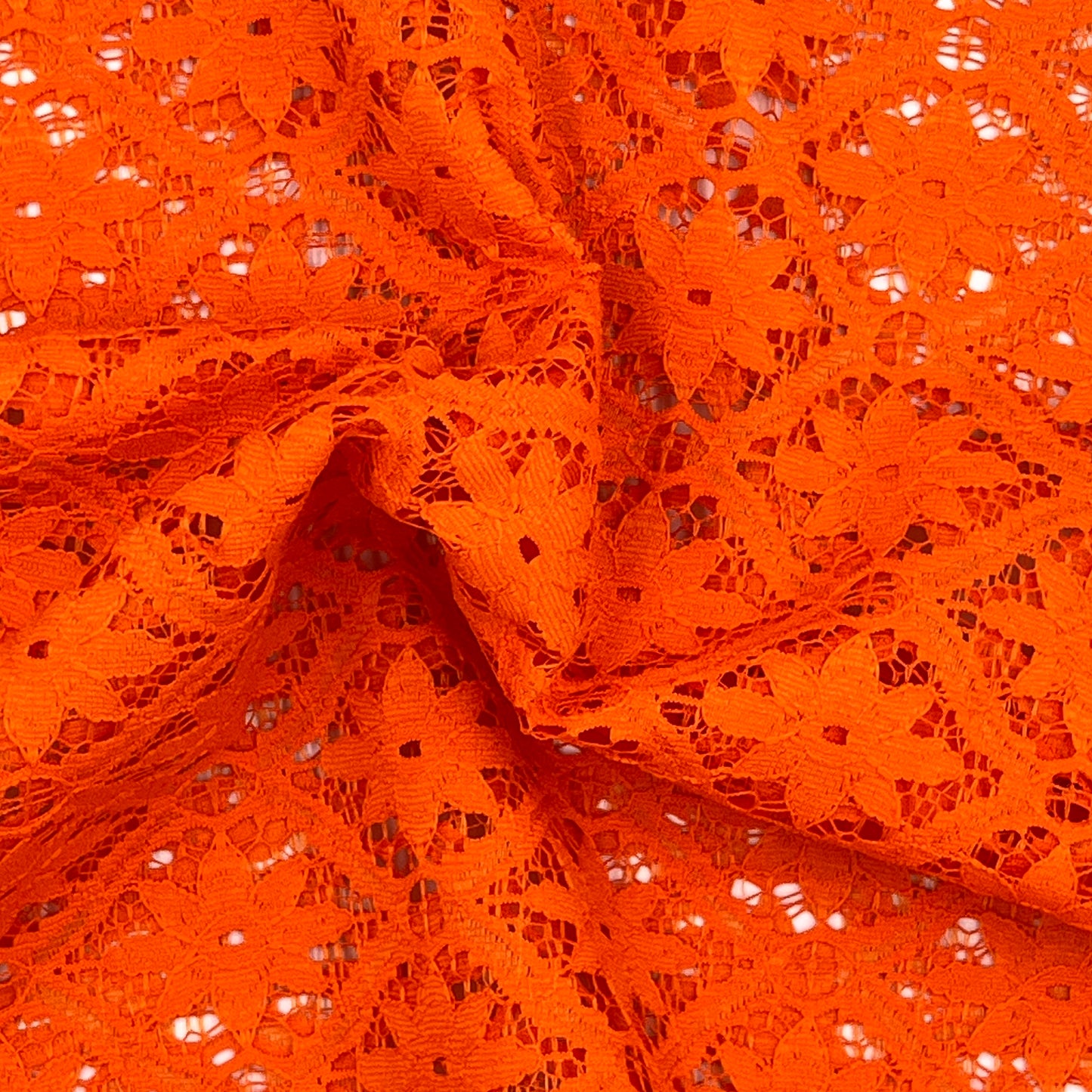 3 1/3 Yards Bright Orange Lace Overlay