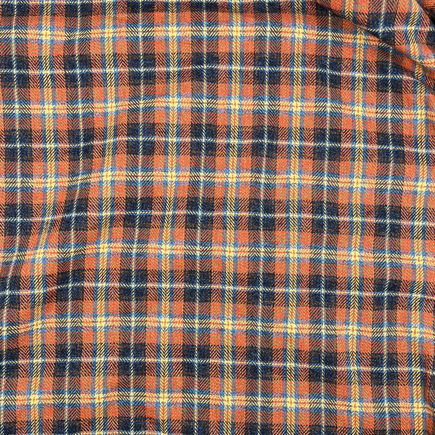 1 1/2 Yards Earth Tones Plaid Flannel, Cotton, Designer Deadstock