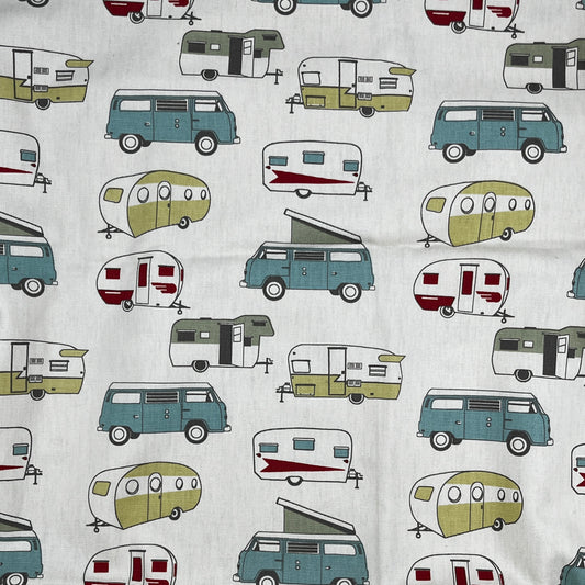 1 Yard Vintage Campers, Cotton Canvas
