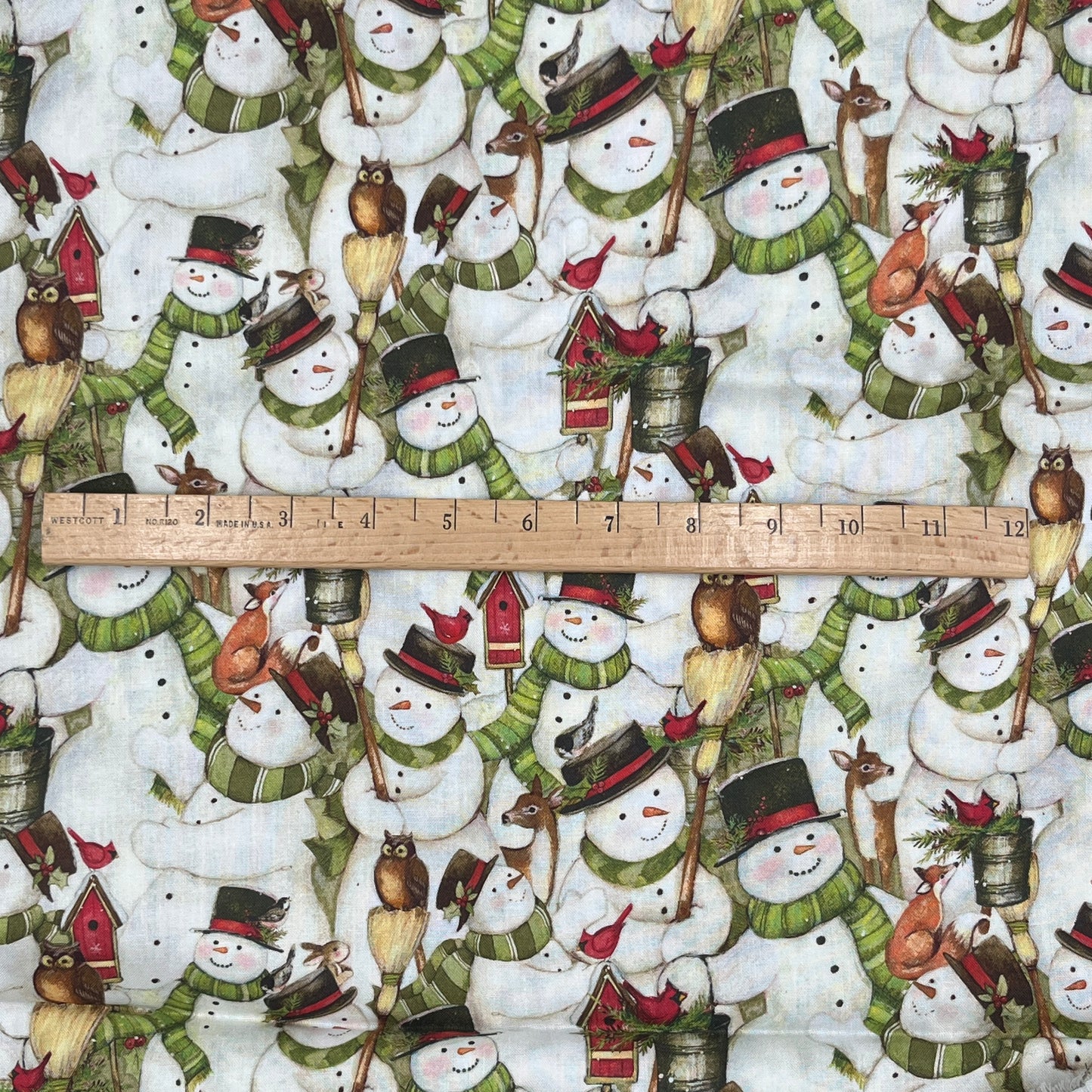1 7/8 Yard “Packed Snowmen” by Susan Winget, Quilting Cotton