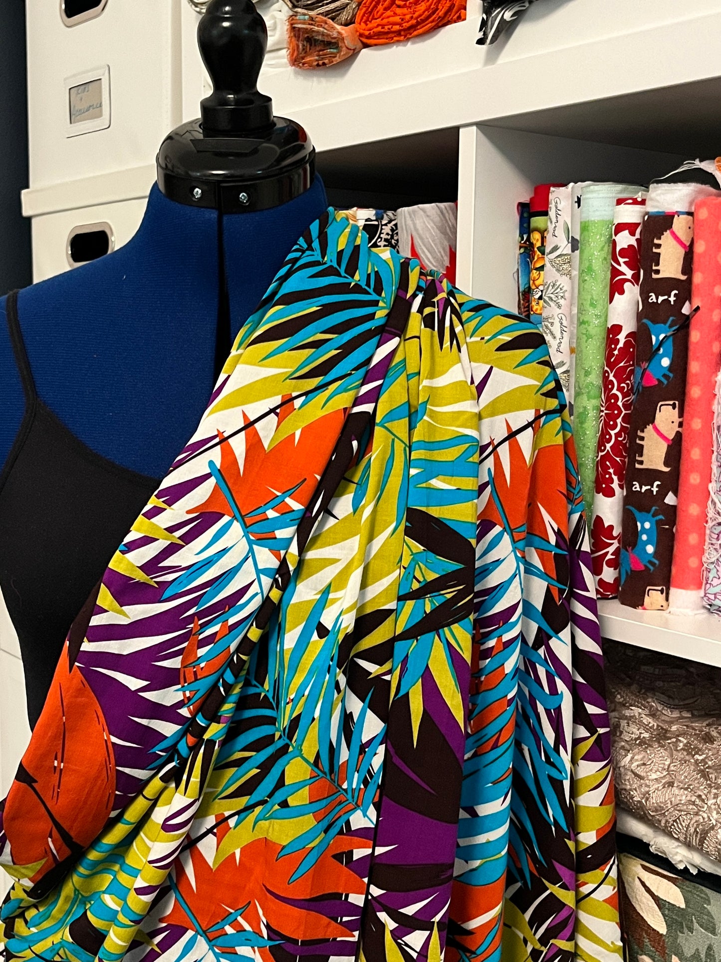 4 Yards Tropical Rayon Challis, Designer Deadstock