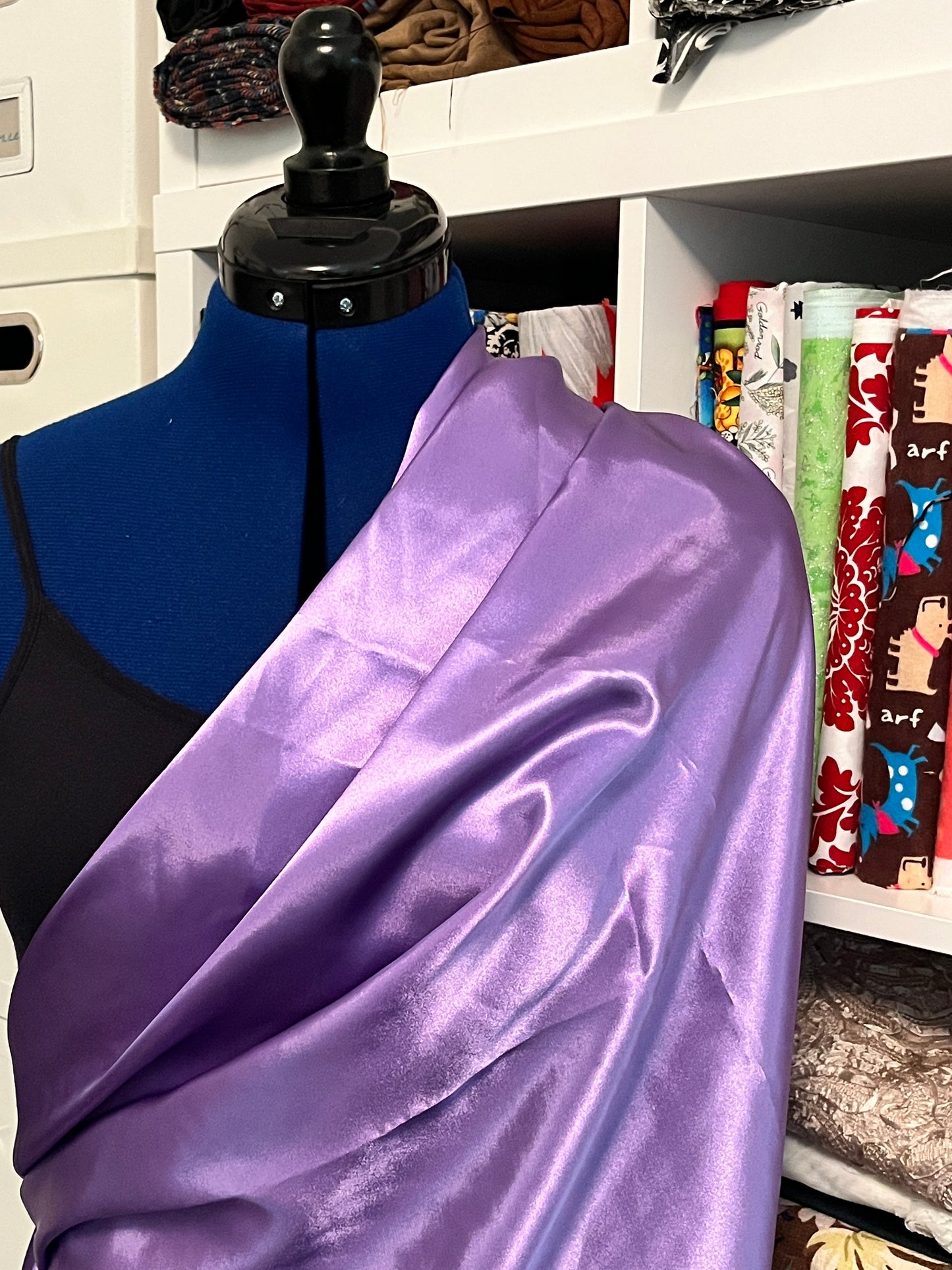4 1/3 Yards Purple Satin Charmeuse, Designer Deadstock