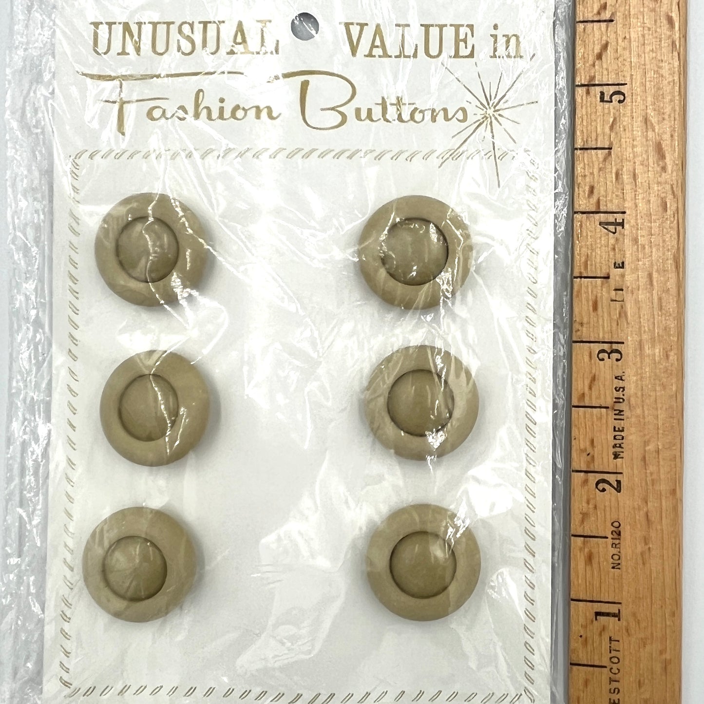 Six, 3/4 Inch Vintage Buttons