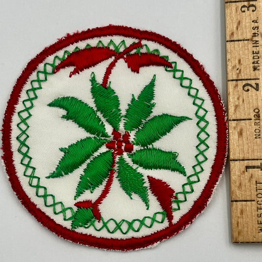 Vintage Holly Christmas Embroidered Patch