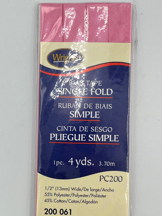 Wright's Bias Tape Single Fold, PInk
