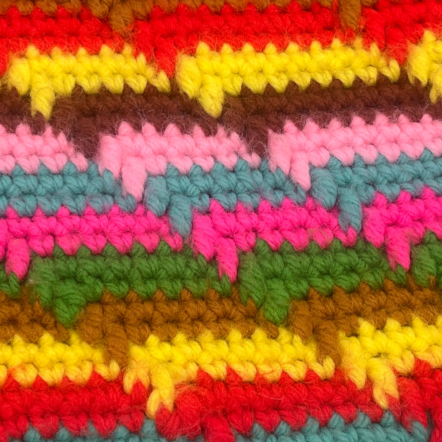 Vintage Crochet Afghan, Bright Chevron Stripe, 36" x 54"