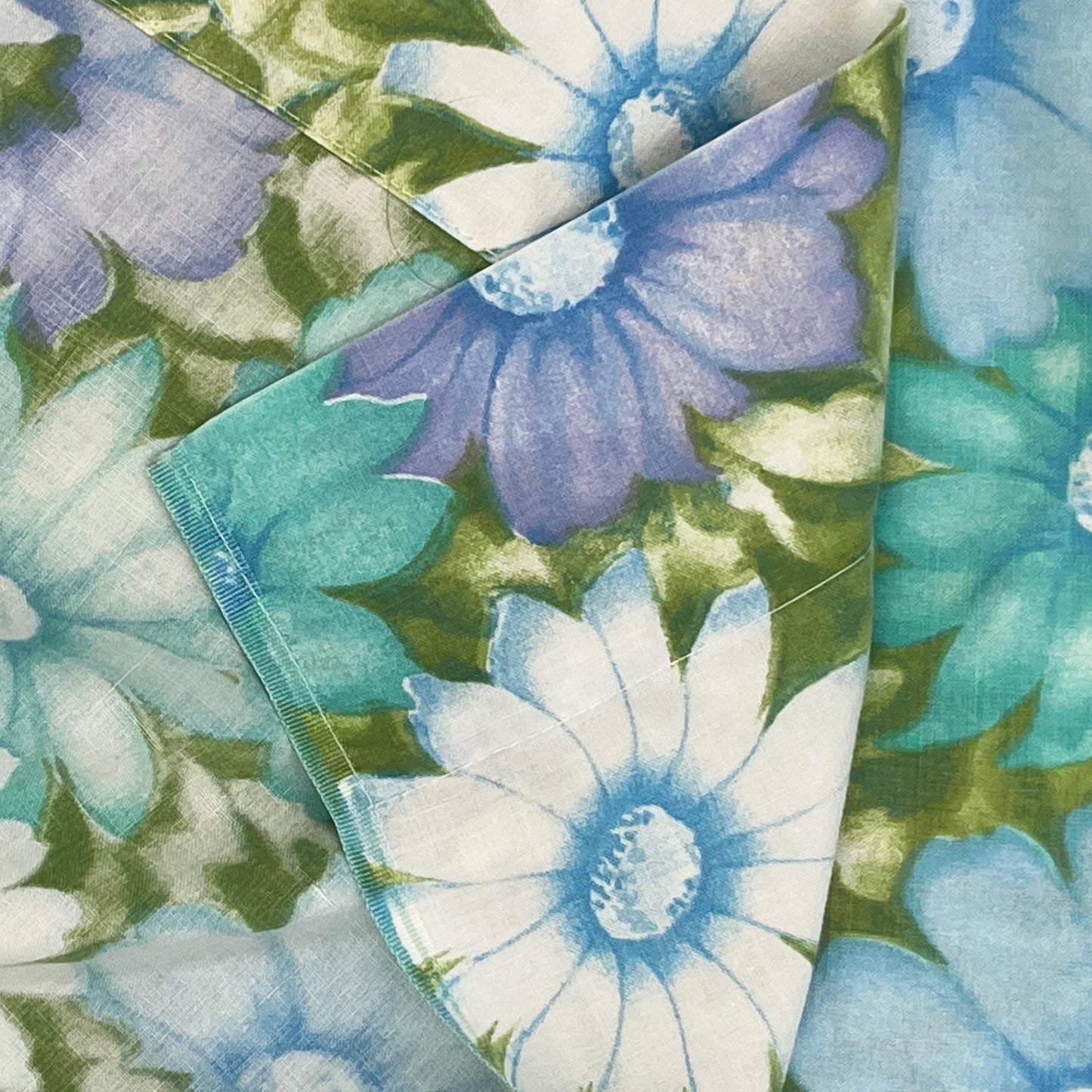 Vintage Twin Flat Sheet, Blue, Teal & Lavender Floral