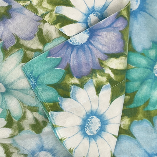 Vintage Twin Flat Sheet, Blue, Teal & Lavender Floral