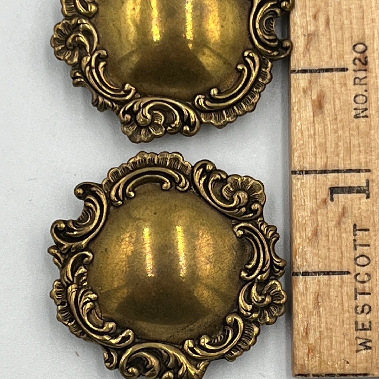 Three Vintage Metal Brass Button Covers