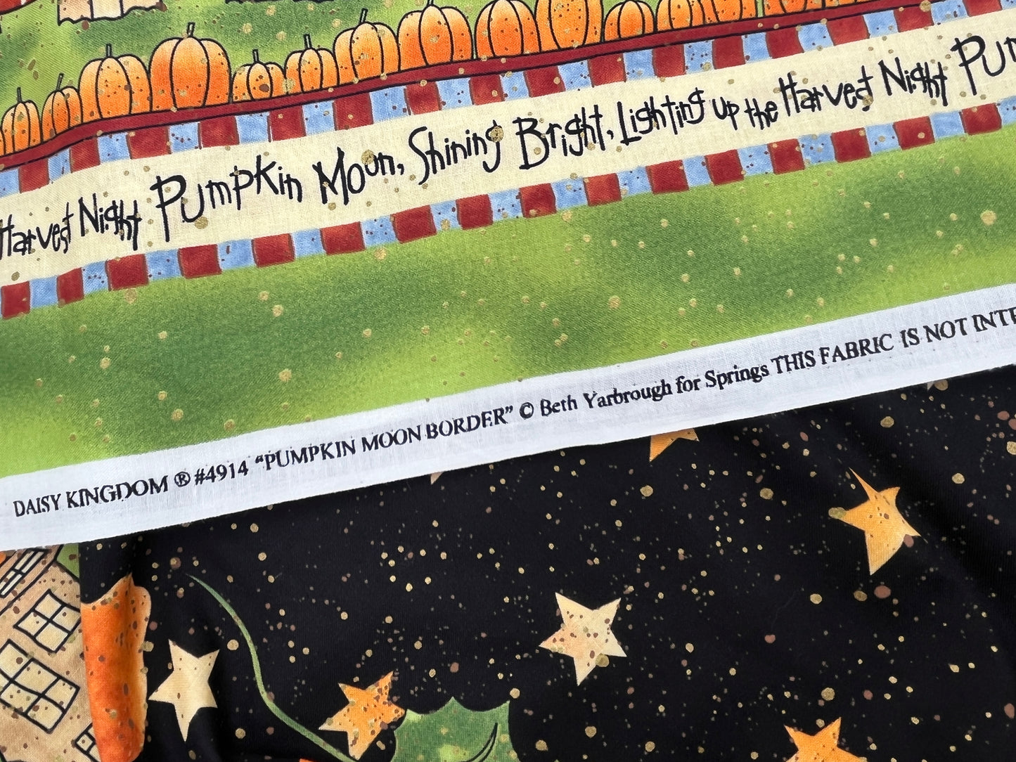 By-the-Yard! Daisy Kingdom Pumpkin Moon Double Border Print, 58" Wide Cotton