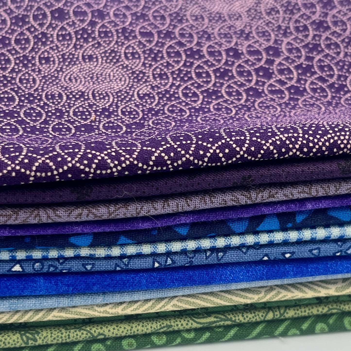 Indigo & Jewel-Tone Fabric Bundle – 14 oz Quilting Cotton, 13 Fat Quarters