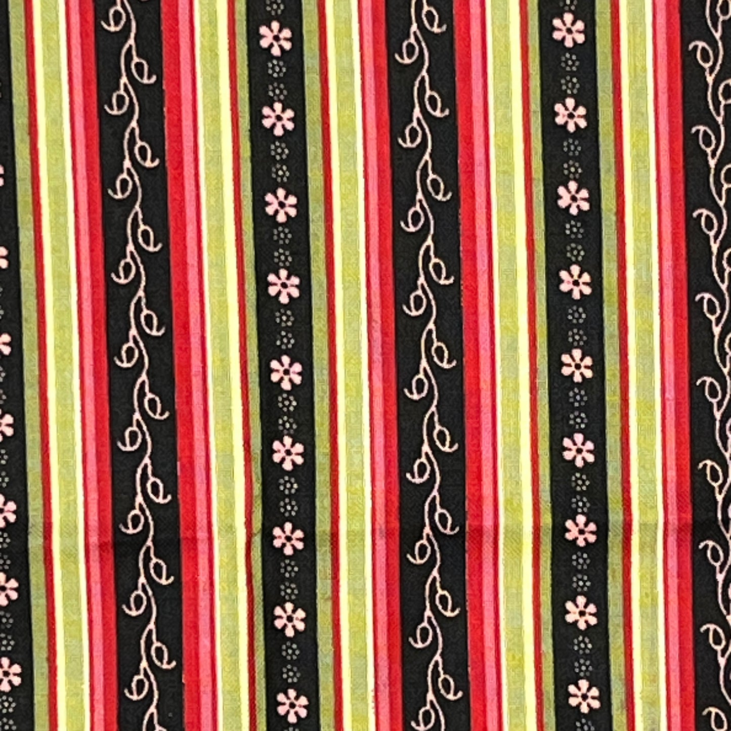 1 1/2 Yard Red, Green & Gold Stripe, Quilting Cotton