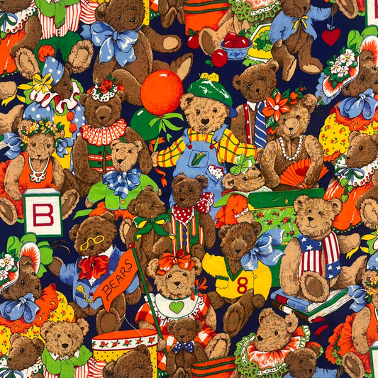 1 Yard Teddy Bears Parade Print, Premium Quilting Cotton