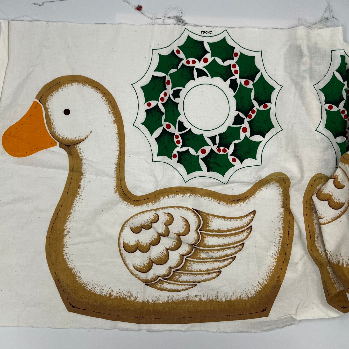 Vintage “Christmas in the Country” Stuffed Goose Panel, Cut & Sew Holiday Goose & Wreath