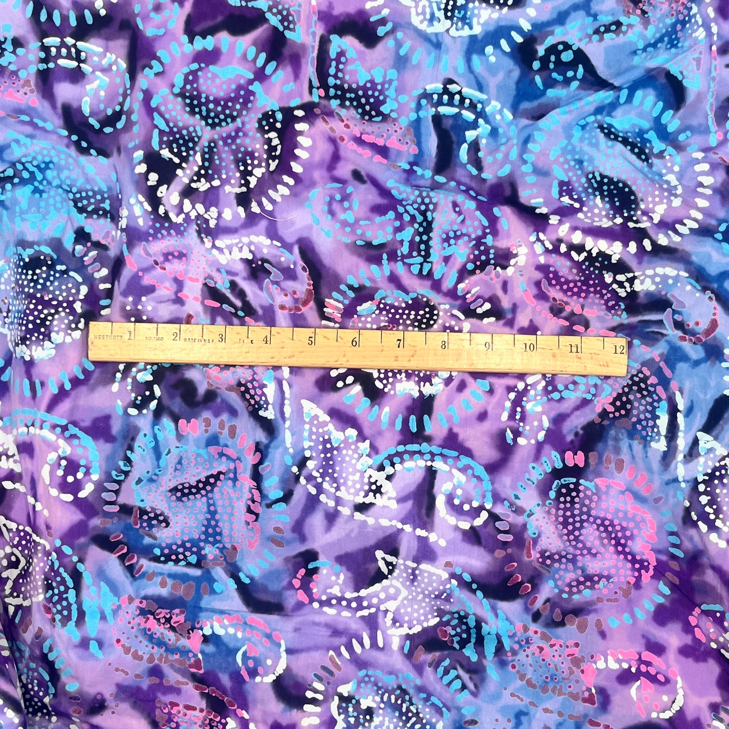 1 1/4 + 43" x 20" (in one piece) Batik Cotton, Shades of Purple