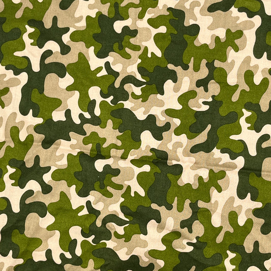 1 1/3 Yard Olive Camo Print, Lightweight Cotton