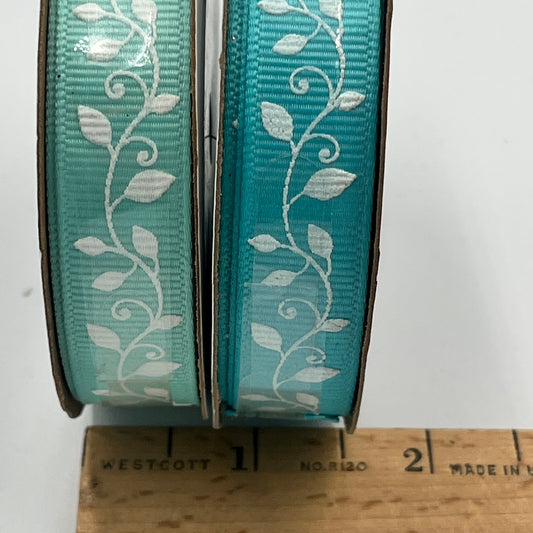 Ribbon Bundle. Grosgrain Leaf-Print Ribbons