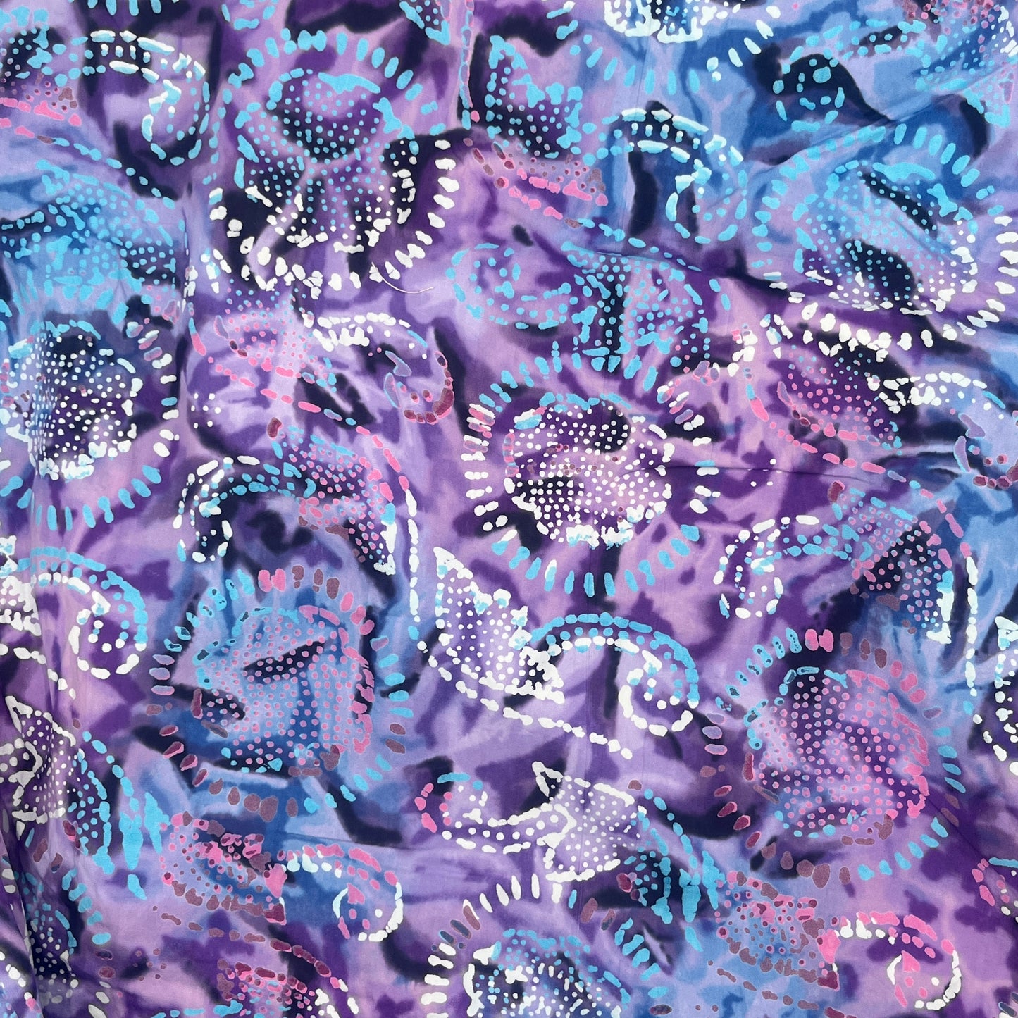 1 1/4 + 43" x 20" (in one piece) Batik Cotton, Shades of Purple
