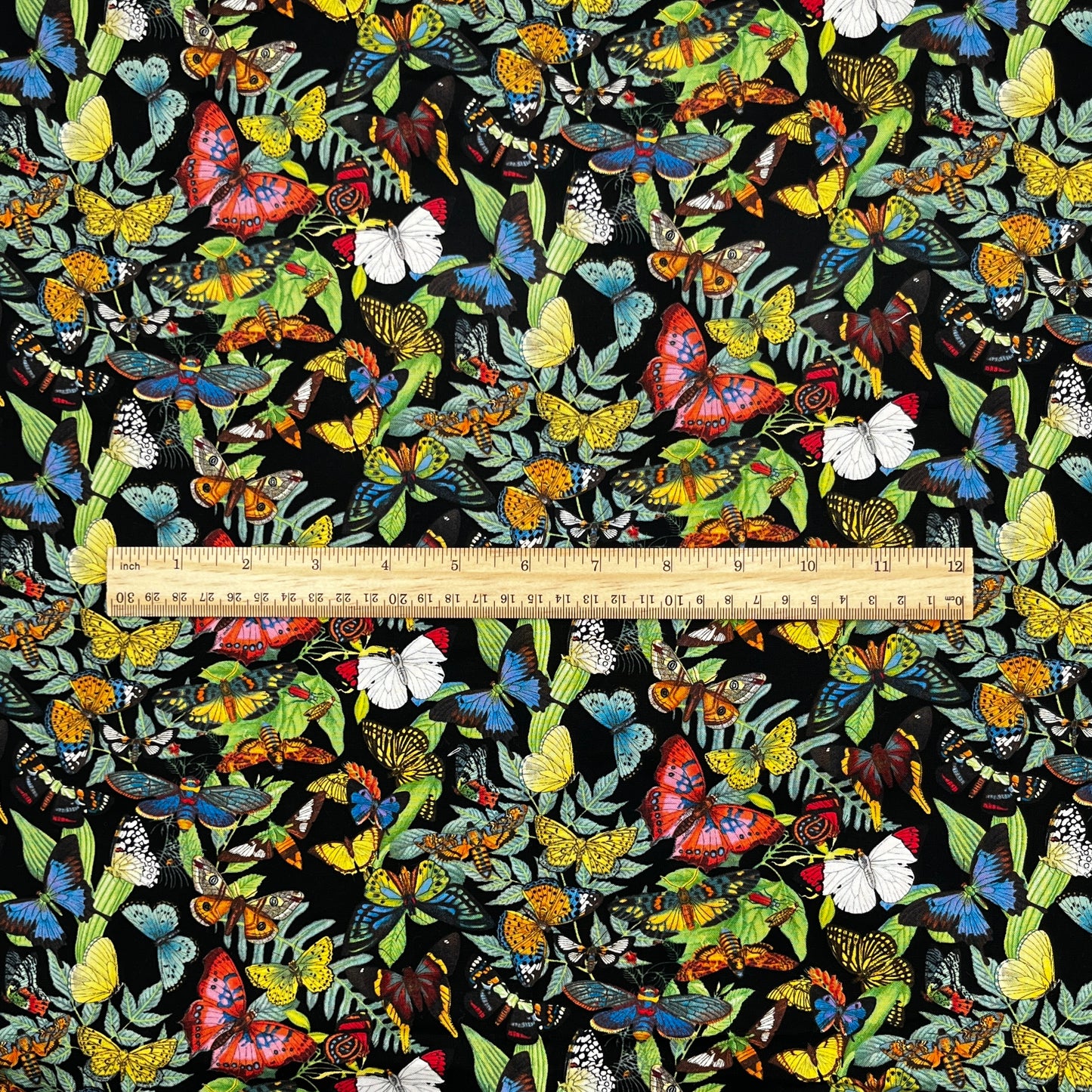 1 Yard Butterflies on Black, Premium Quilting Cotton