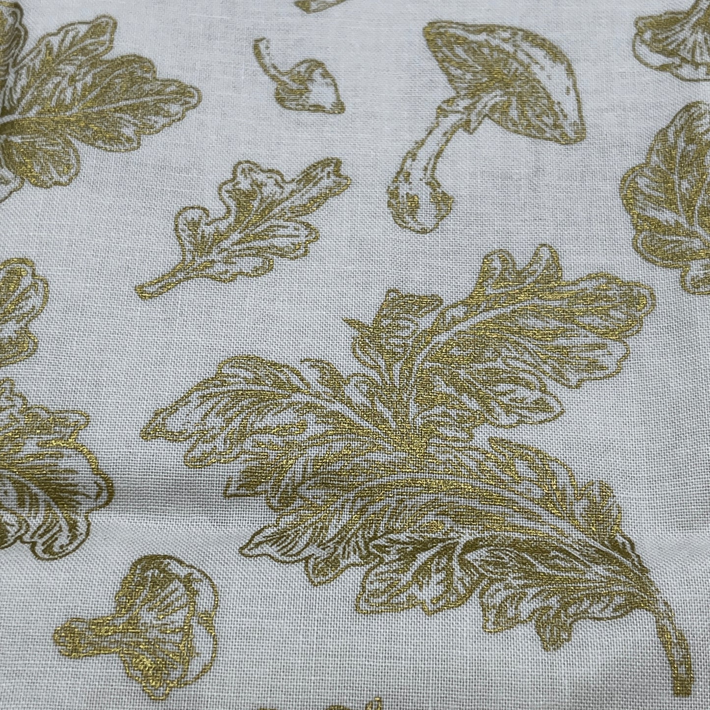 1 Yard Metallic Mushrooms, Premium Quilting Cotton
