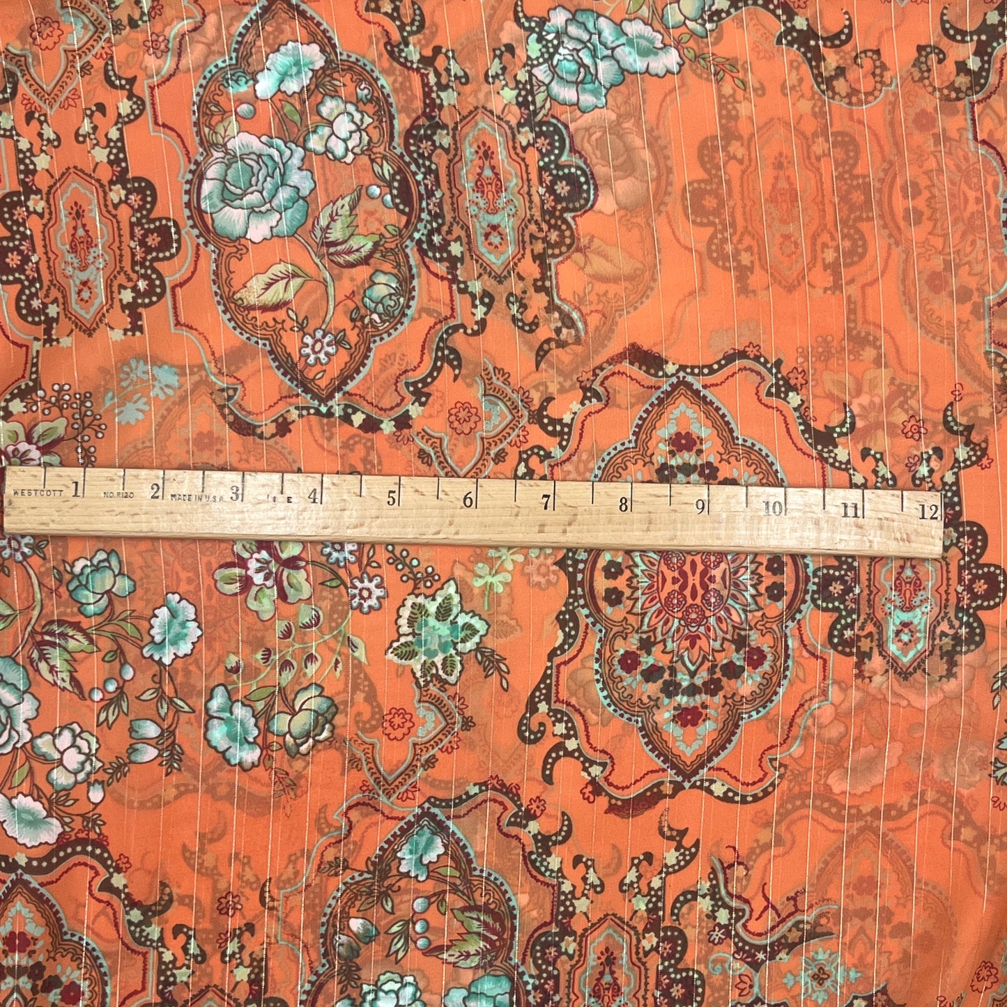 3 Yards Sheer Orange Polyester, Designer Deadstock