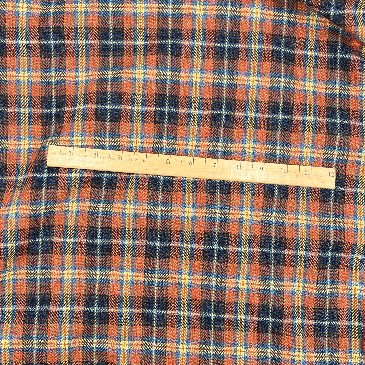 1 1/2 Yards Earth Tones Plaid Flannel, Cotton, Designer Deadstock