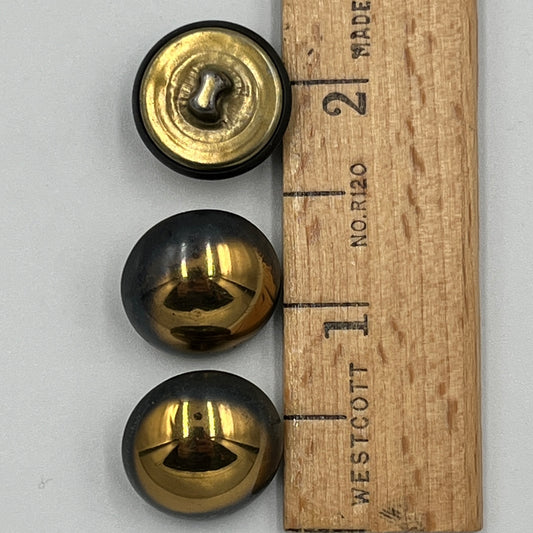 Three, 3/4 Inch Vintage Metal Buttons
