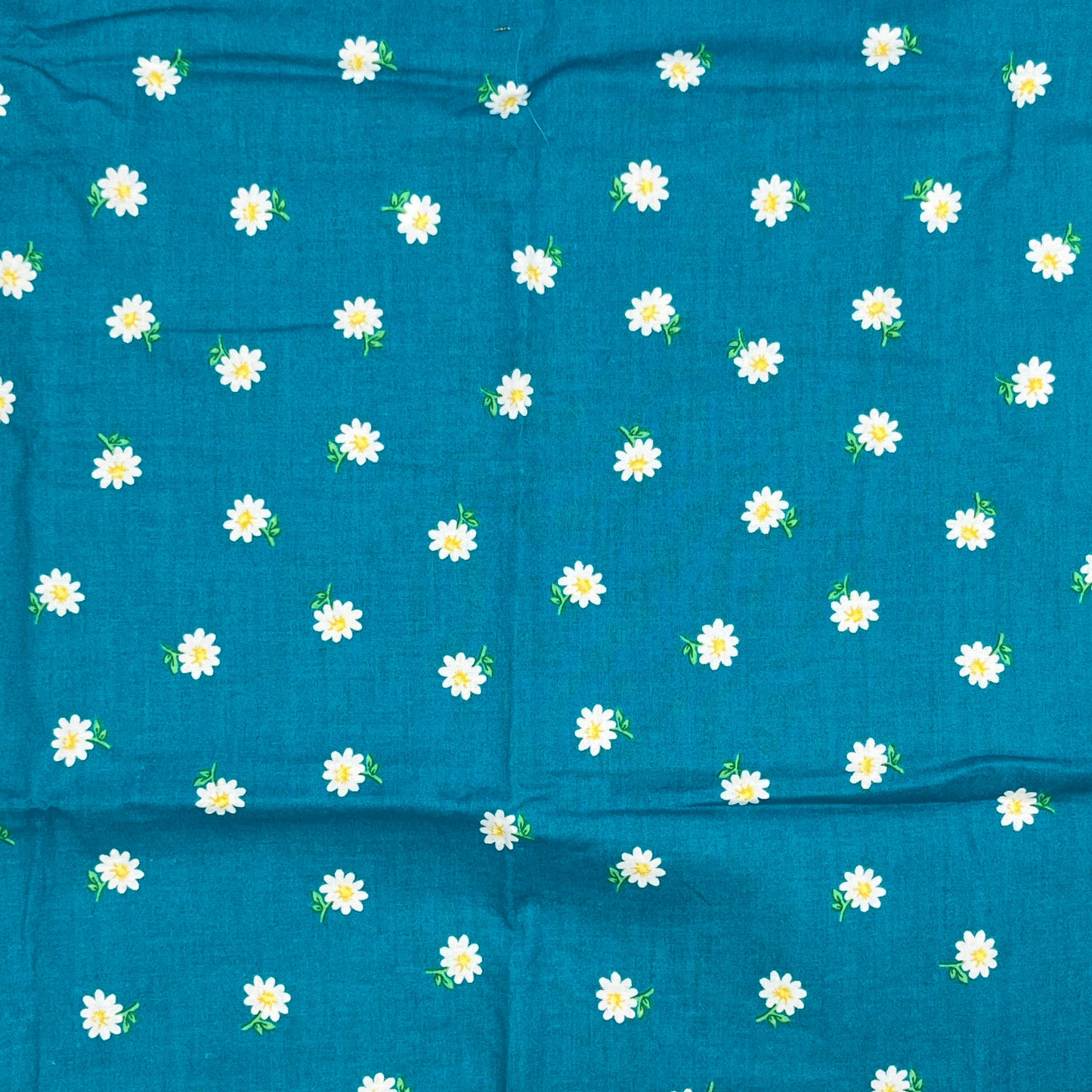 2/3 Yard Teal Daisy Print, Premium Quilting Cotton
