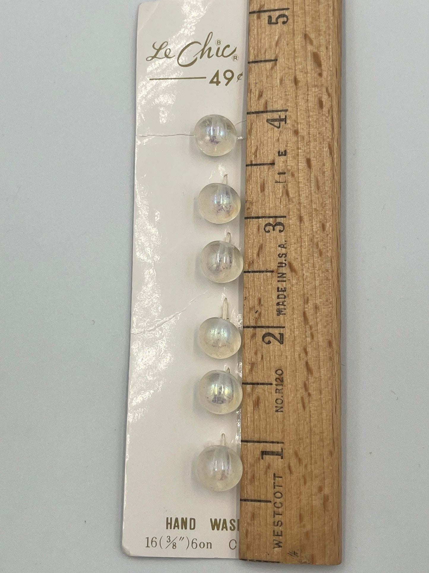 Six, 3/8 Inch Vintage Crystal Buttons