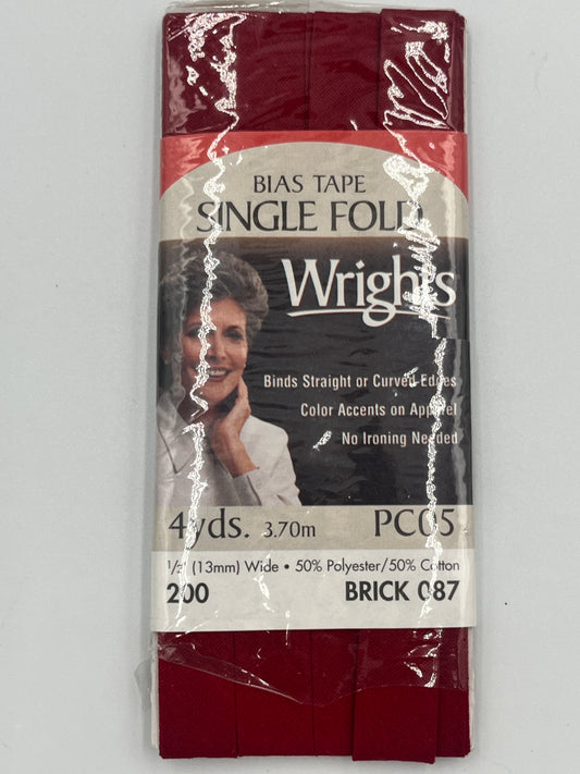 Wrights Bias Tape Single Fold, Brick