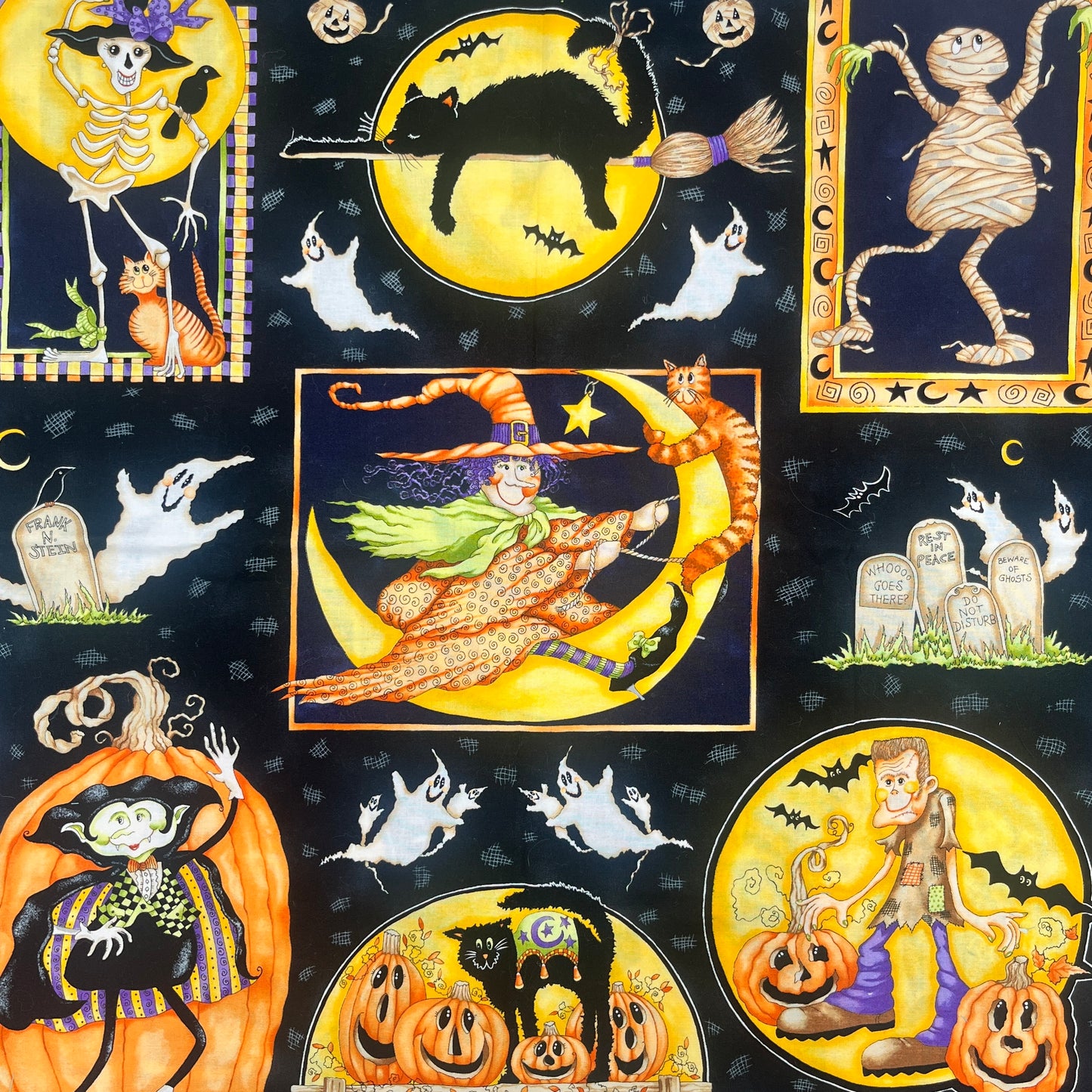 Premium Quilting Cotton Panel, Halloween “Mummy Mambo” by Diane Knott