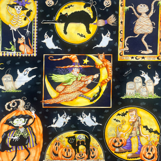 Premium Quilting Cotton Panel, Halloween “Mummy Mambo” by Diane Knott
