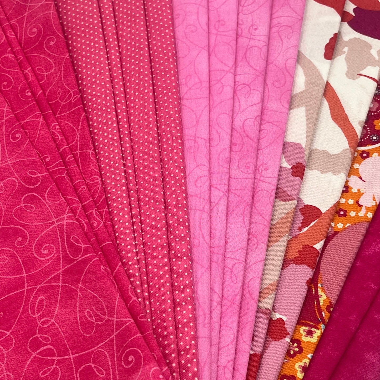 Hot Pink & Raspberry Fabric Bundle – 23 oz Quilting Cotton, 17 Fat Quarters + Bonus Yardage