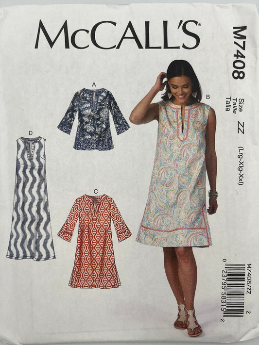McCall's 7408 Uncut Pattern, Plus