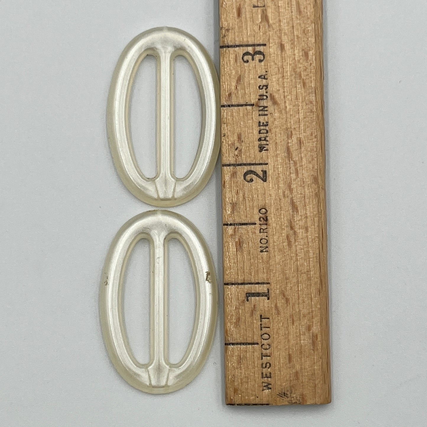 Pair of Vintage Oval Pearlized Belt Slides, 1 1/2"
